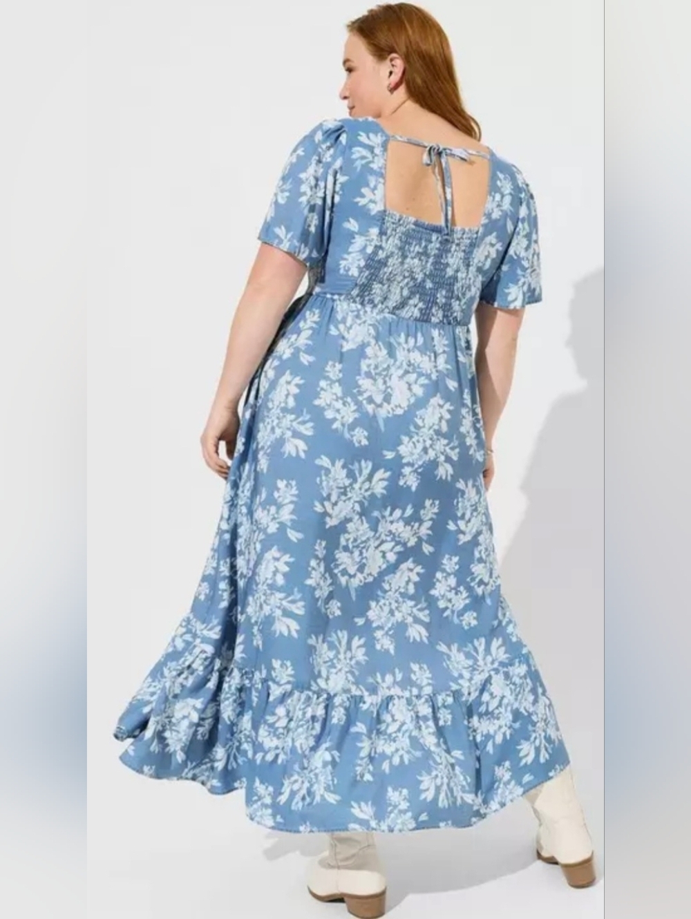 Maxi Chambray Hi-Low V-Neck Dress - Picture 2 of 8